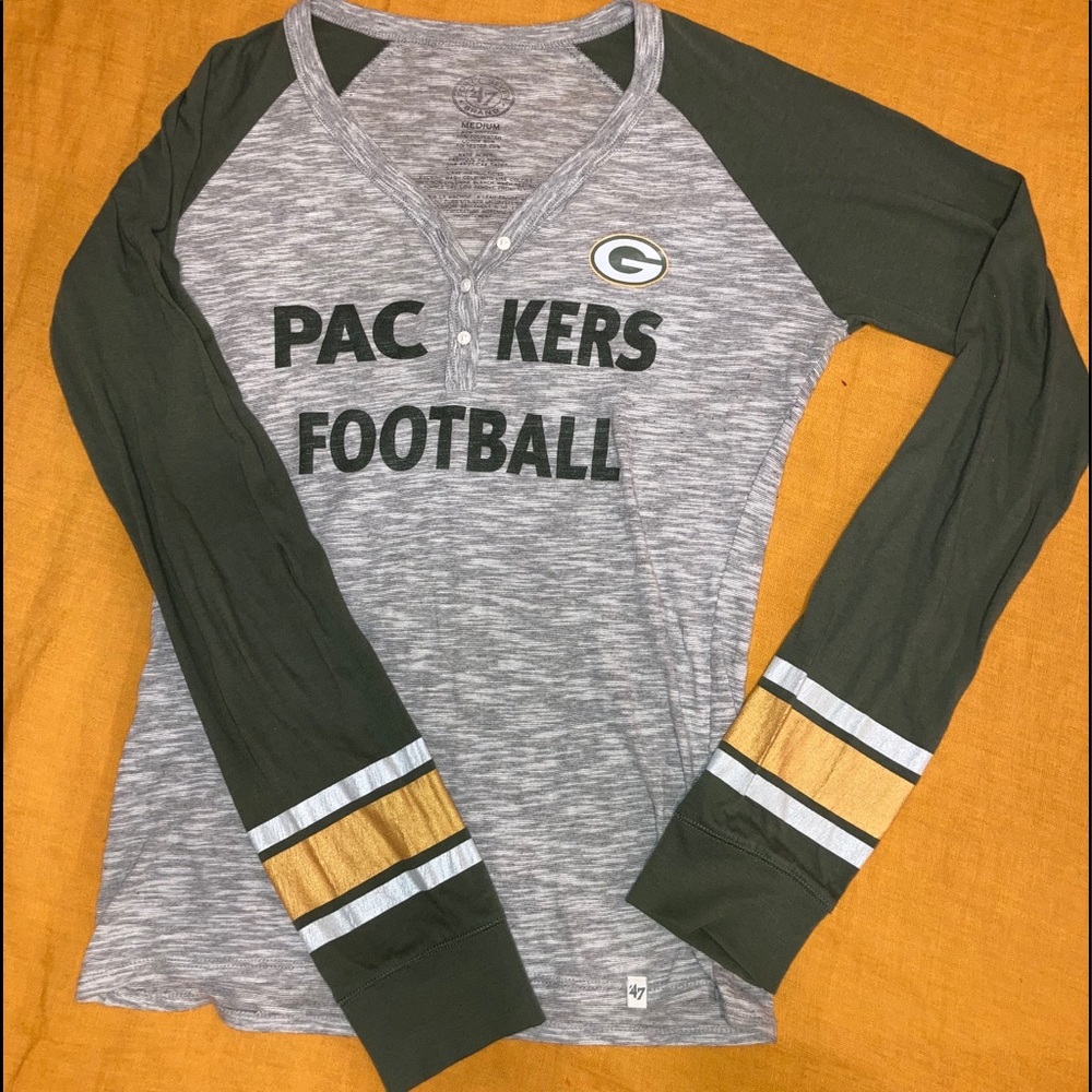 Green Bay Packers V-neck Long Sleeve Sz M